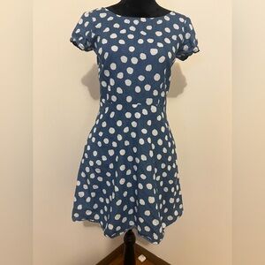 Blue and White Polka Dot Dress